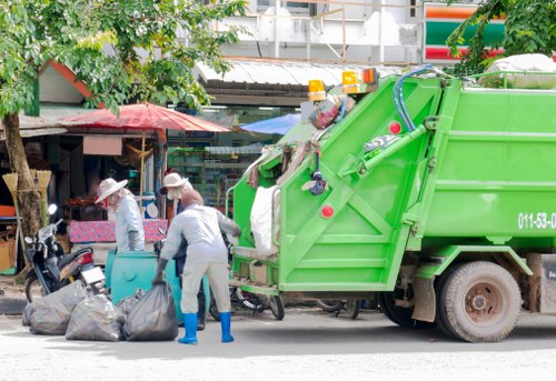 Professional team handling furniture recycling safely