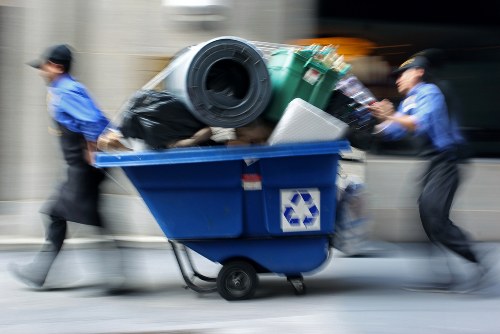 Sorted builders waste types displayed for recycling